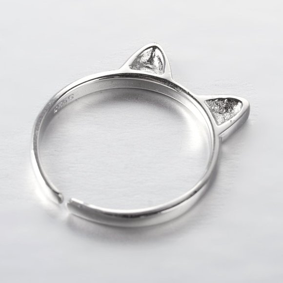 WOW! 2/$25 Cute Cat Ears Modern Adjustable 925 Sterling Silver Ring GIFT Kitten - Picture 3 of 5